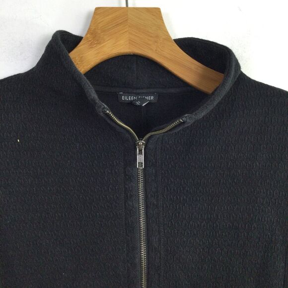 Eileen Fisher Women's High-Collar Jacket Full Zip Cotton Black Size XS - Picture 3 of 13